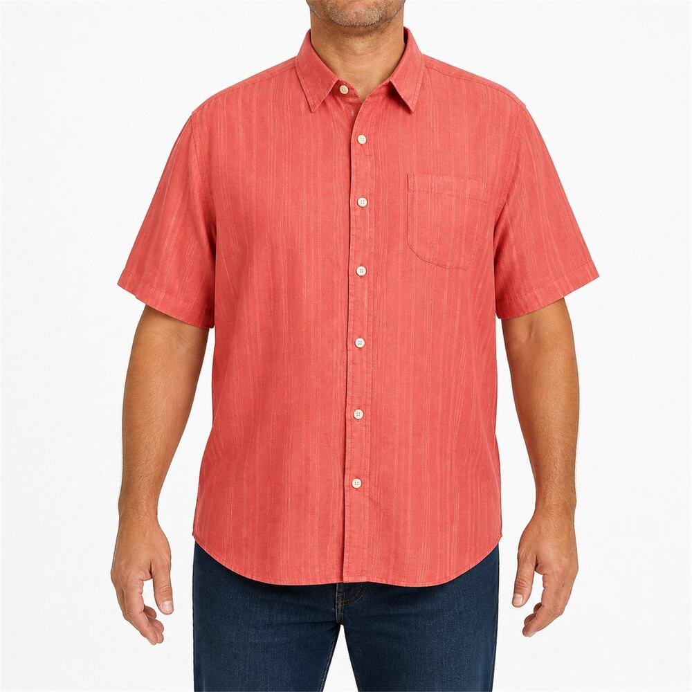 Tommy Bahama Shirt Mens 2XL Linen Button Up Short Sleeve Pocket Summer Casual